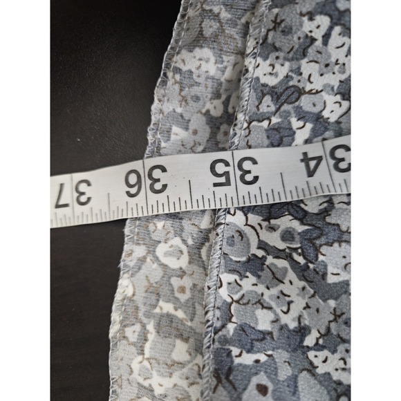 Women's 2XL Long Sleeve Floral Smocked Waist Dress Gray White V-Neck Boho Cottag - Picture 4 of 5